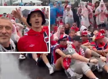Rudern im Regen mit norwegischen Fans