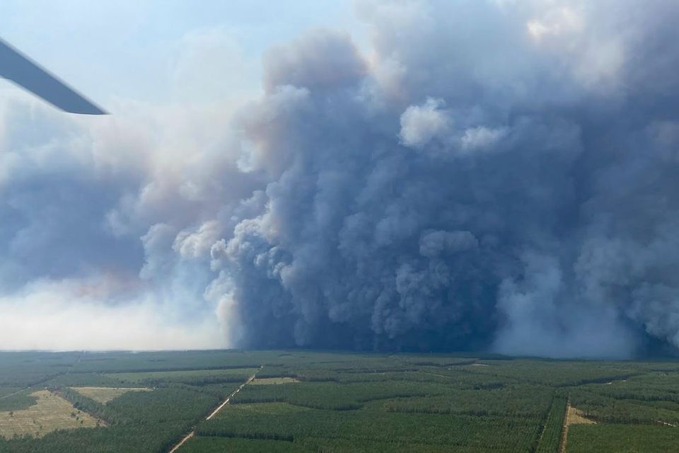 Pyrocumulonimbus-Wolken über französischen Waldbrandgebieten