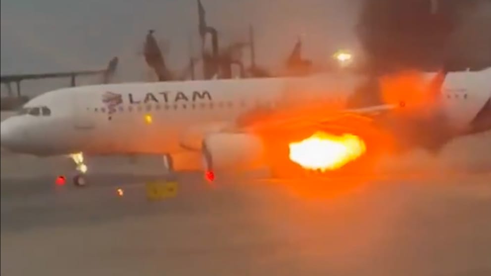 Feuer an Airbus A320 vor dem Start in Lima